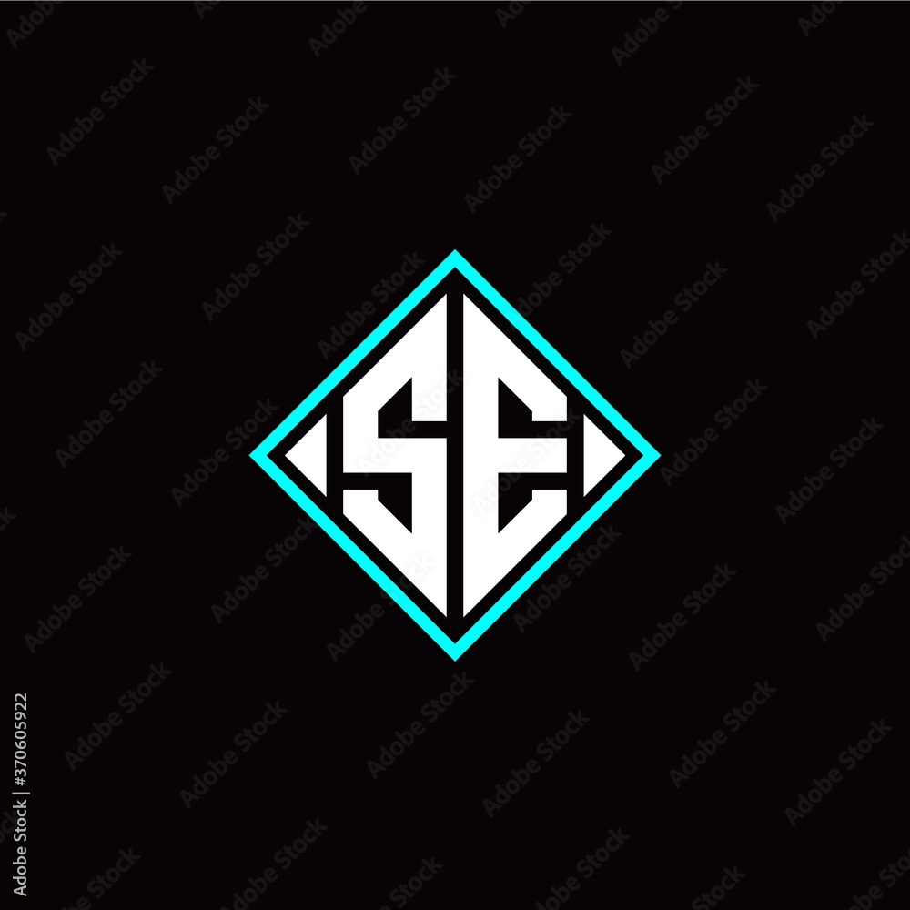 Initial S E letter with square style logo template vector Initial S E letter with square style logo template vector