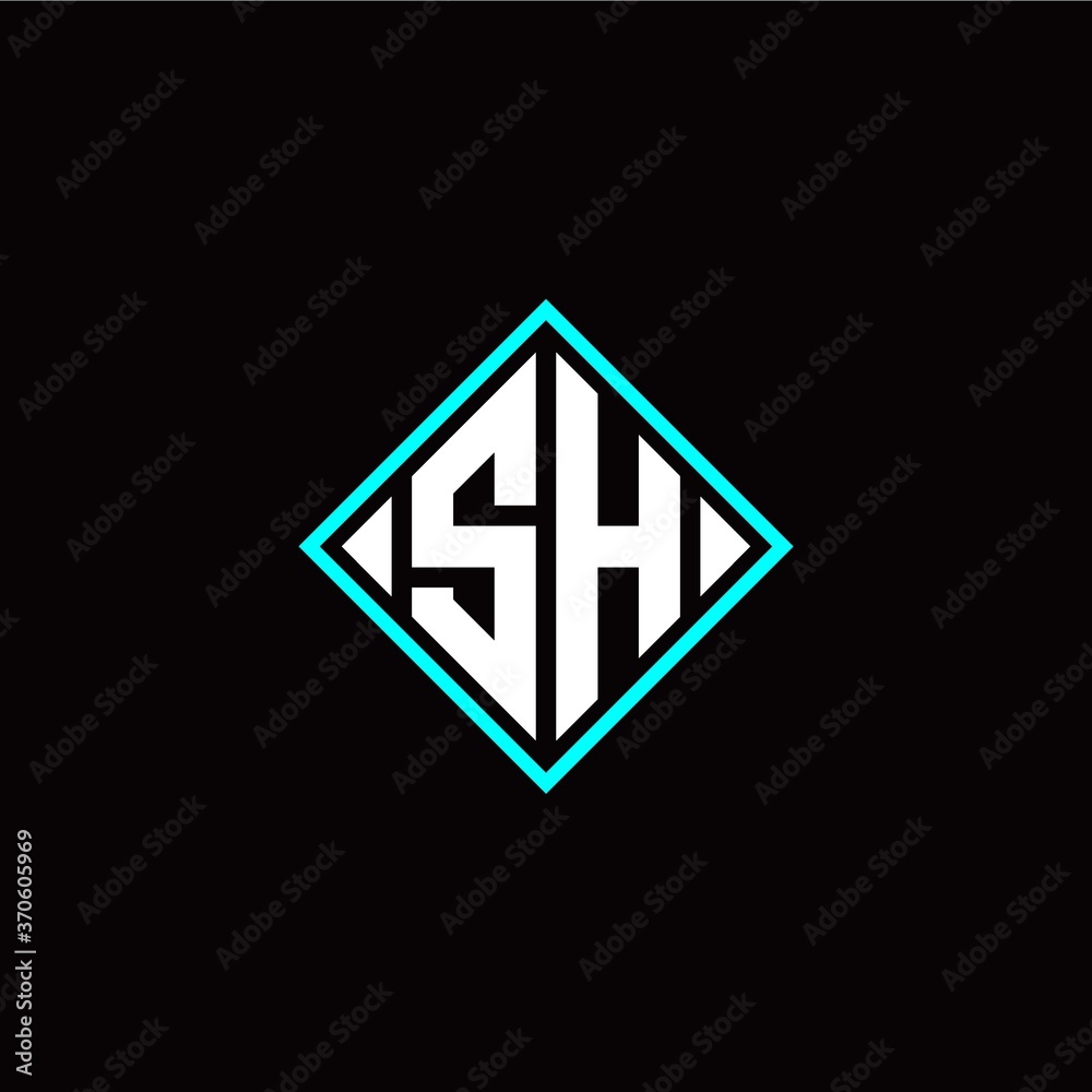 Initial S H letter with square style logo template vector Initial S H letter with square style logo template vector