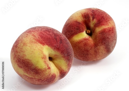 White Peach, persica vulgaris, Fruits against White Background