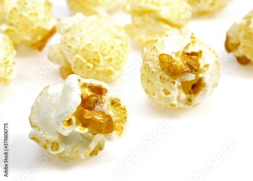 Popcorn against White Background