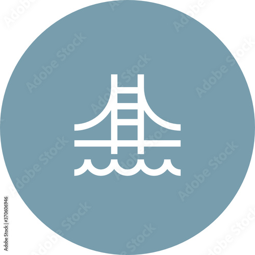 bridge map spotlight location icon which designed simple, uncomplicated and minimal to deliver information clearly.
Isolated flat, resizable vector icon to fit location based services