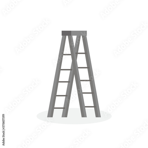 aluminum five step folding ladder with standing platform stool isolated on white background. vector illustration