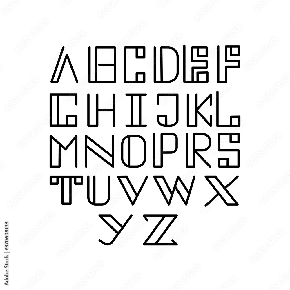Alphabet A to Z outline icon design template