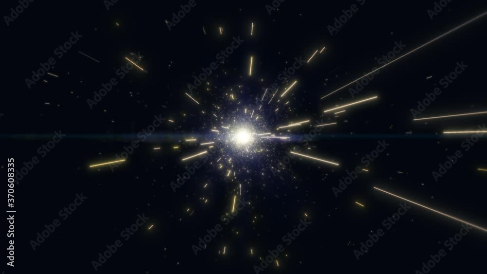 Abstract moving high tech lines. Abstract space background with stars. Space background. Dynamic animation of seamless loop. Concept for space time travel, warp speed, future transportation. 3d render