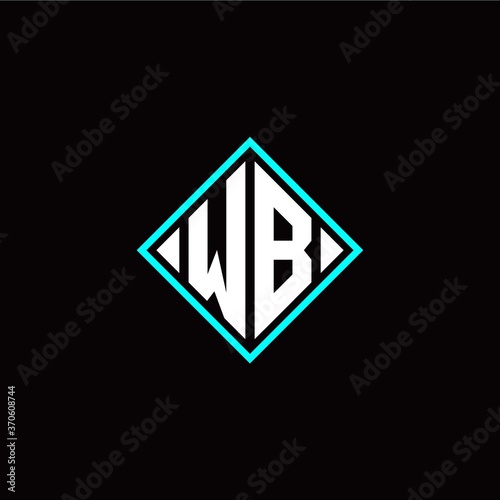 Free Download Initial W B letter with square style logo template vector - GFXLoad