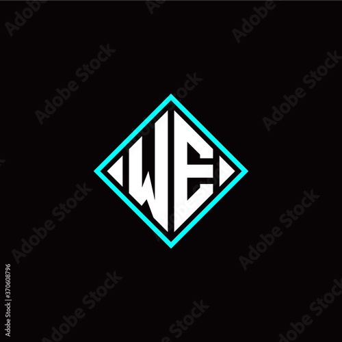 Free Download Initial W E letter with square style logo template vector - GFXLoad