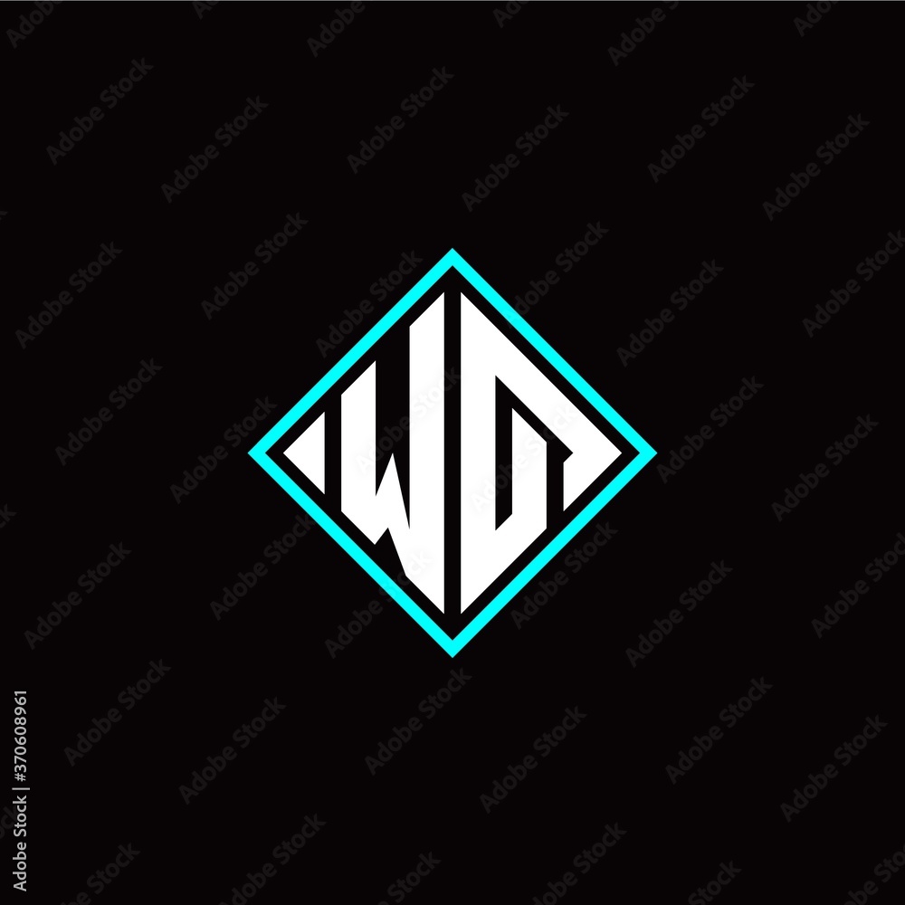 Initial W Q letter with square style logo template vector Initial W Q letter with square style logo template vector