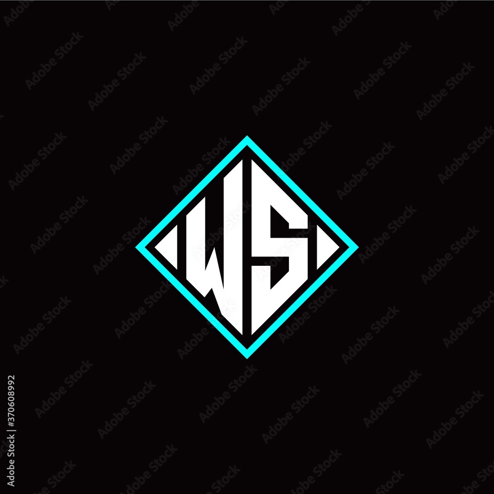 Initial W S letter with square style logo template vector