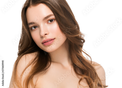 Young woman clean healthy beauty skin natural make up