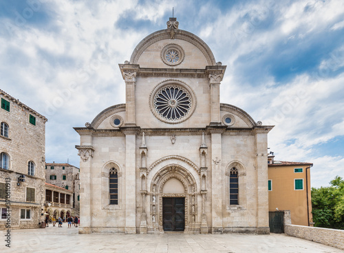 The Cathedral of St. James, a triple-nave basilica in Sibenik, a historic city on the Dalmatian coast of Adriatic sea in Croatia, Europe.
