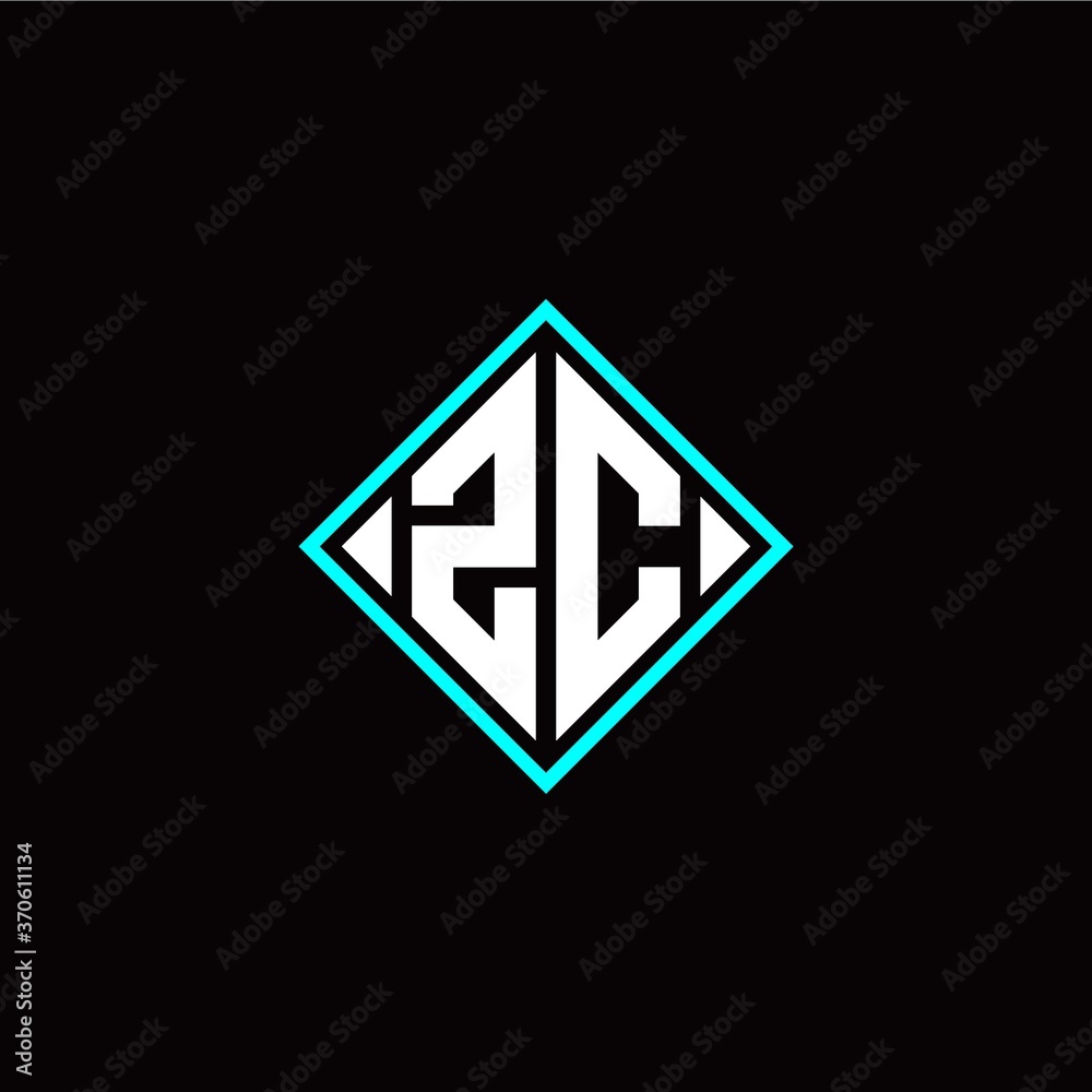 Initial Z C letter with square style logo template vector Initial Z C letter with square style logo template vector