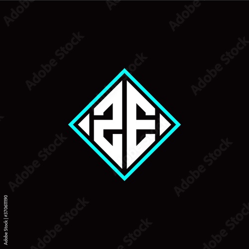 Free Download Initial Z E letter with square style logo template vector - GFXLoad