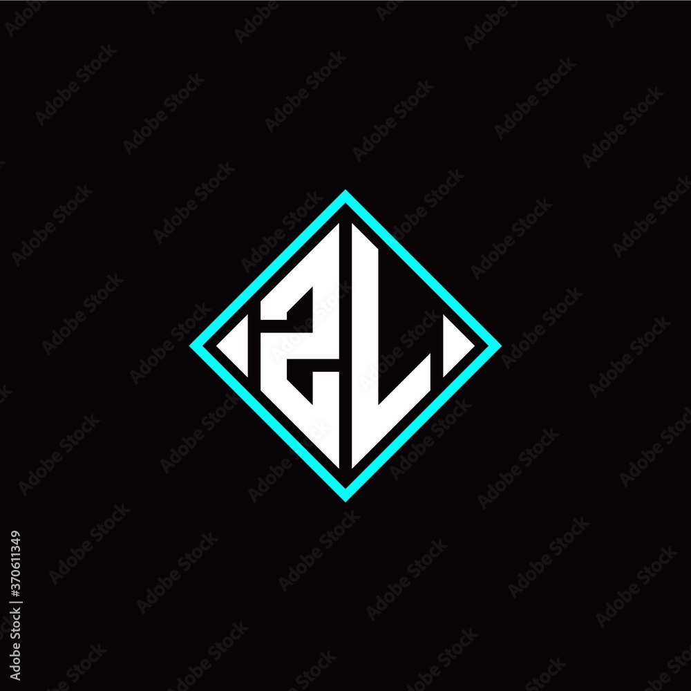 Initial Z L letter with square style logo template vector Initial Z L letter with square style logo template vector
