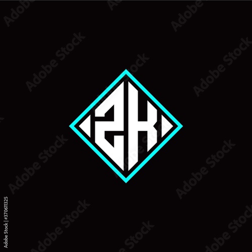 Free Download Initial Z K letter with square style logo template vector - GFXLoad