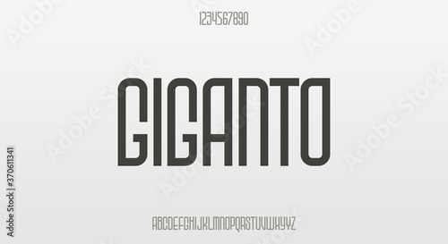 Foto Giganto, a modern condensed font typeface with round shape and sharp edges