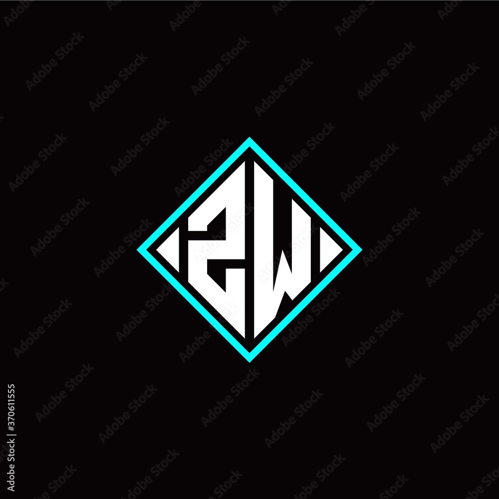 Initial Z W letter with square style logo template vector Initial Z W letter with square style logo template vector