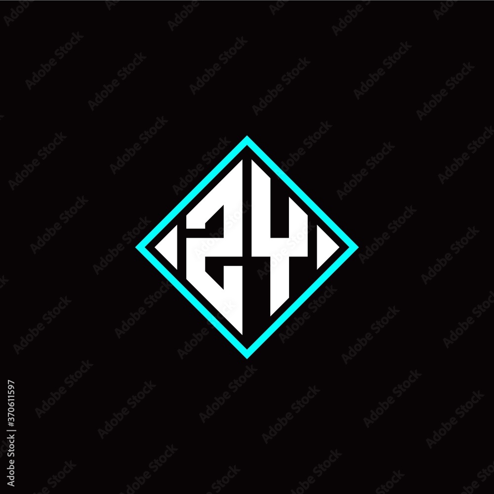 Initial Z Y letter with square style logo template vector Initial Z Y letter with square style logo template vector