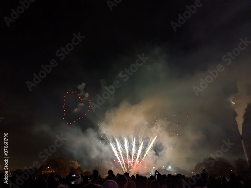 fireworks night celebration and heart shaped firework © Gokhan