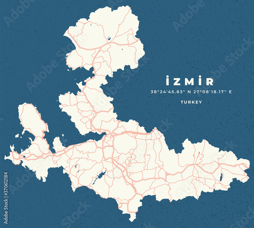 İzmir map vector poster flyer