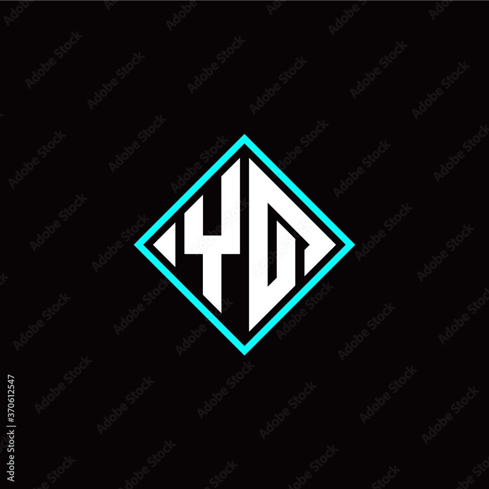 Initial Y Q letter with square style logo template vector