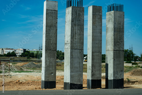 Concrete pillars for an aero duct at the roadside.