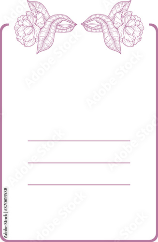 A frame with two roses. Black for invitations, print, cards. Vector botanical shapes. Floral decoration.