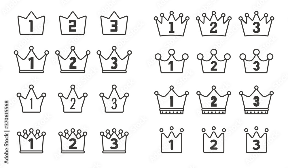 王冠 線画 冠 ランキング 順位 優勝 ベクター アイコン 見出し 素材 Stock Vector Adobe Stock
