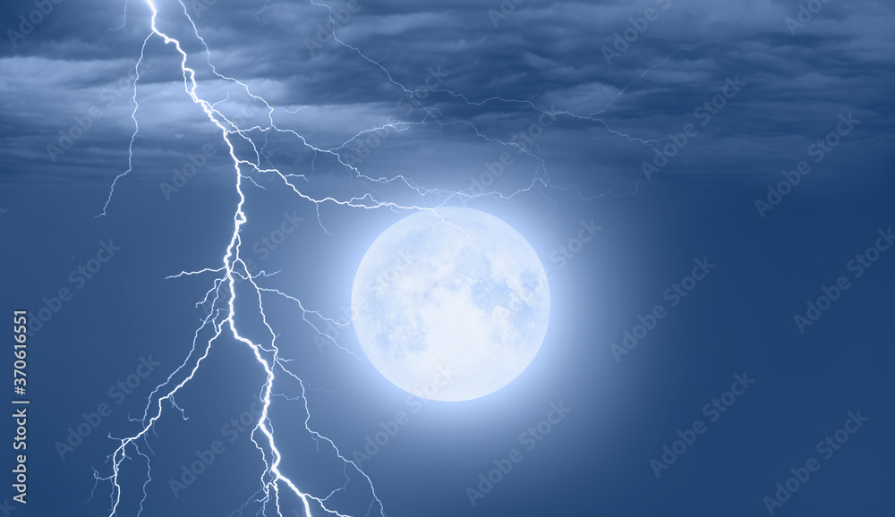 Night sky with clouds on the background flashes of lightning 