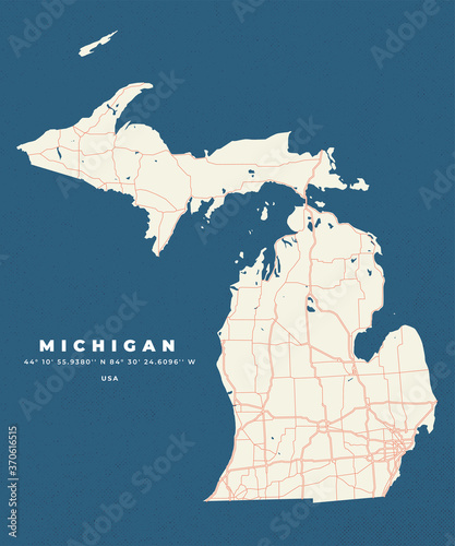 Michigan map vector poster flyer photo