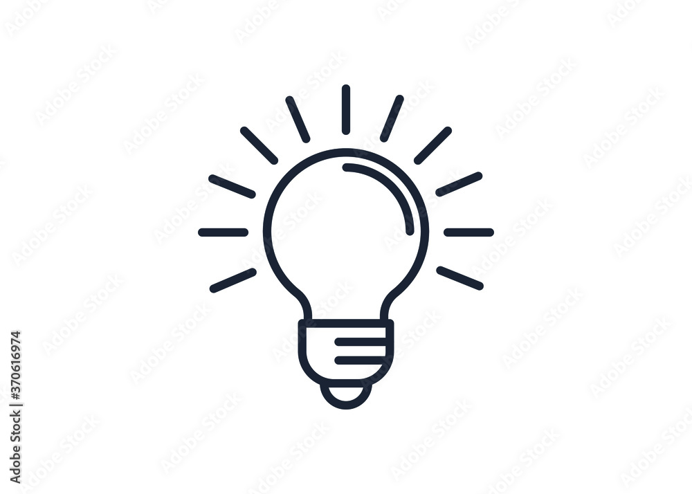 Light Bulb line icon vector, isolated on white background. Idea sign, solution, thinking concept. Lighting Electric lamp. Electricity, shine. Trendy Flat style for graphic design, Web site, UI. EPS Light Bulb line icon vector, isolated on white background. Idea sign, solution, thinking concept. Lighting Electric lamp. Electricity, shine. Trendy Flat style for graphic design, Web site, UI. EPS