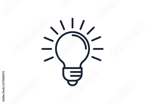 Light Bulb line icon vector, isolated on white background. Idea sign, solution, thinking concept. Lighting Electric lamp. Electricity, shine. Trendy Flat style for graphic design, Web site, UI. EPS