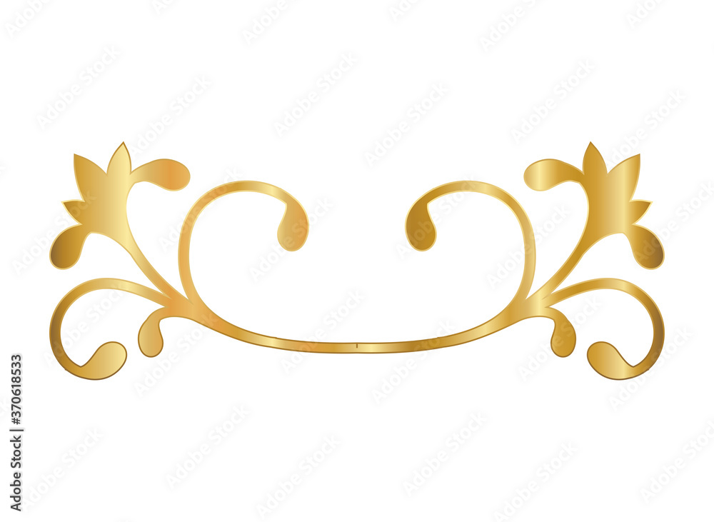 gold ornament in curved flowers shaped design of Decorative element theme Vector illustration gold ornament in curved flowers shaped design of Decorative element theme Vector illustration