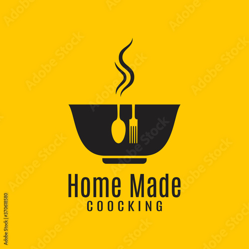 Home cooking logo on yellow in background