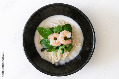 far east asian cold prawn soup noodles