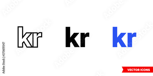 Krona icon of 3 types color, black and white, outline. Isolated vector sign symbol.