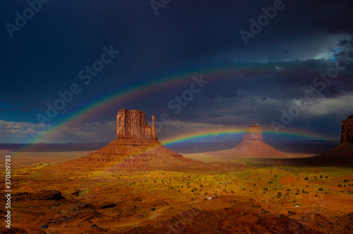 Double rainbow over west mitten  Monument valley