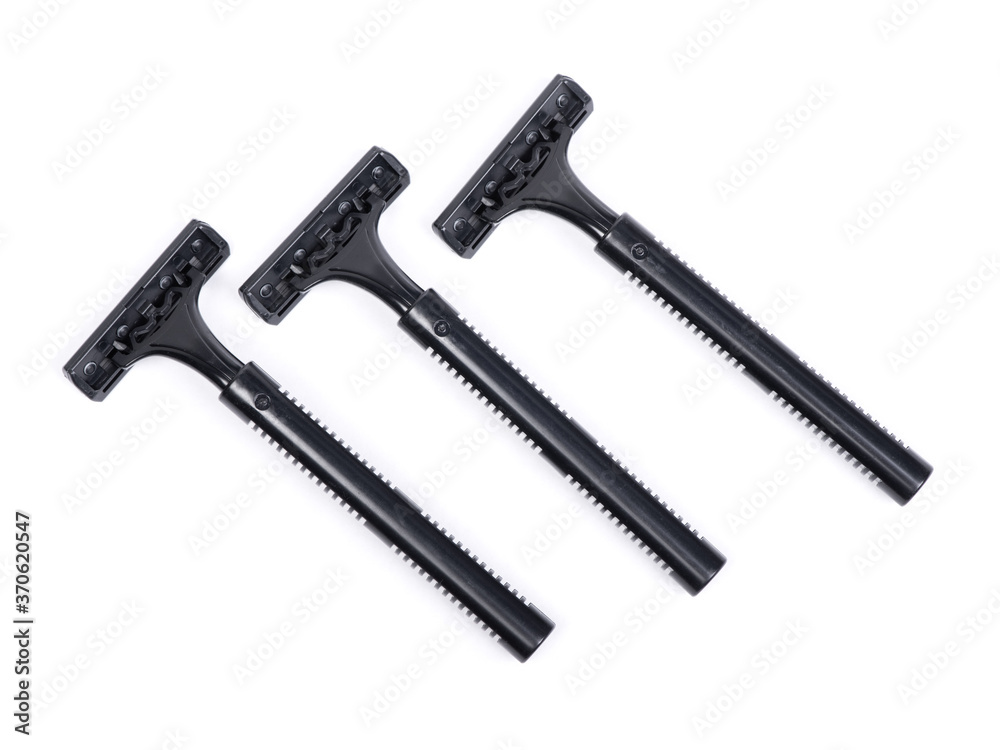 Group of new black plastic disposable shavers Group of new black plastic disposable shavers