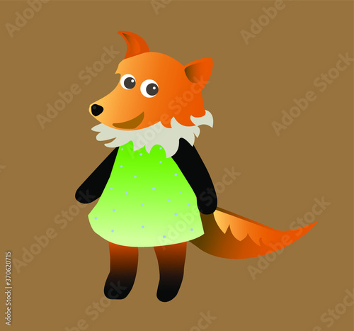 cartoon Fox in a green dress