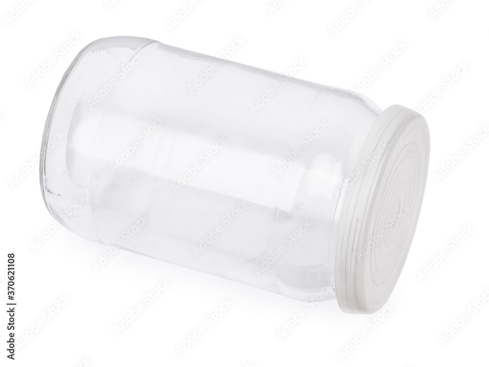 Empty transparent jar with lid