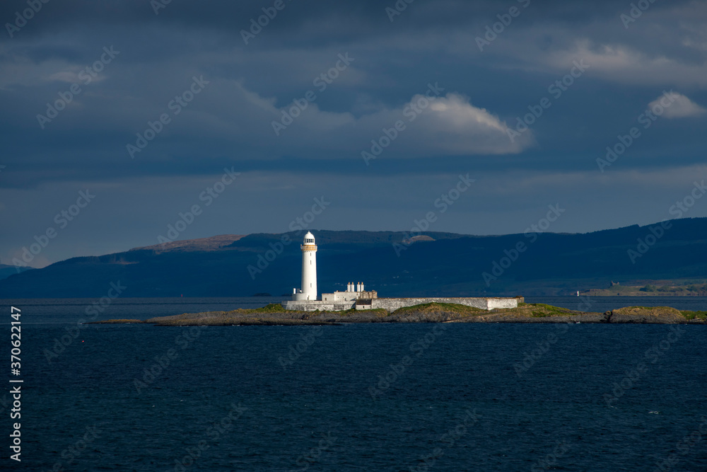 Musdile Lighthouse Island photographed in Scotland, in Europe. Picture made in 2019