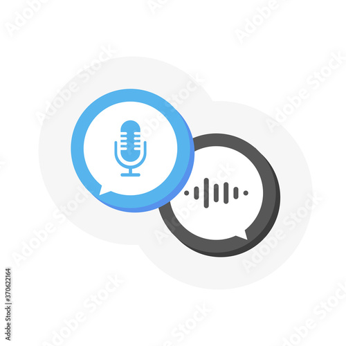 Icon with voice assistant icon for mobile app design. Mobile phone line icon. Voice recognition. Isometric vector illustration. Mobile internet technology. Music radio wave. Vector illustration.
