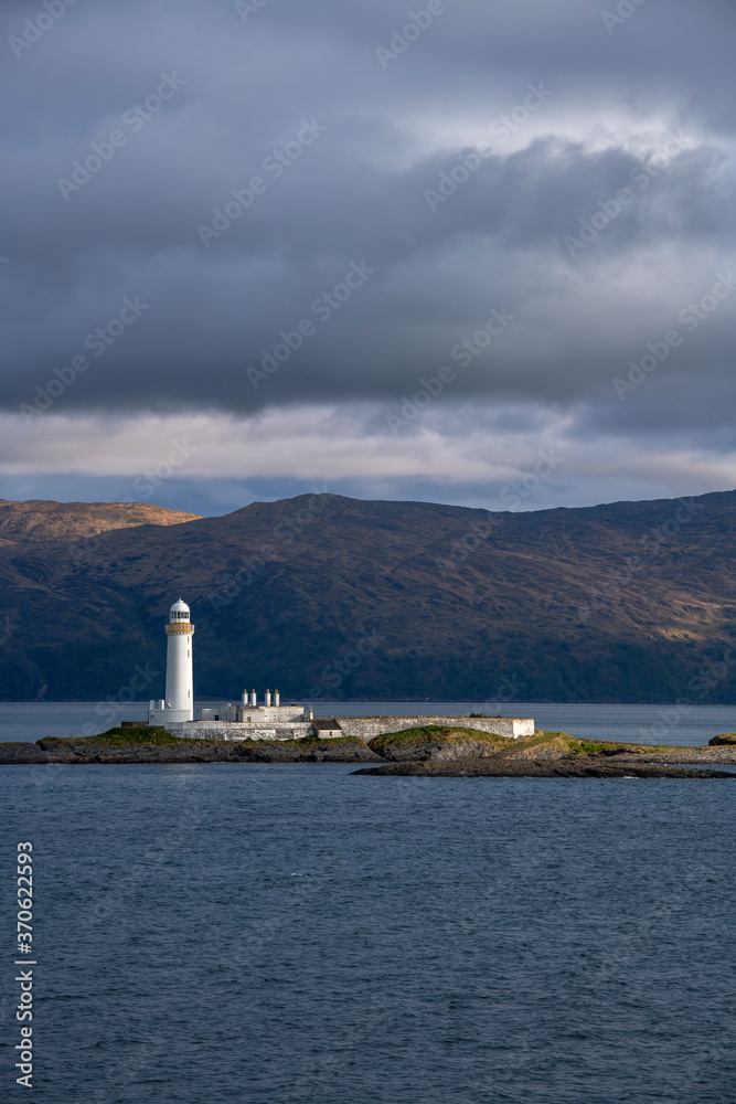 Musdile Lighthouse Island photographed in Scotland, in Europe. Picture made in 2019