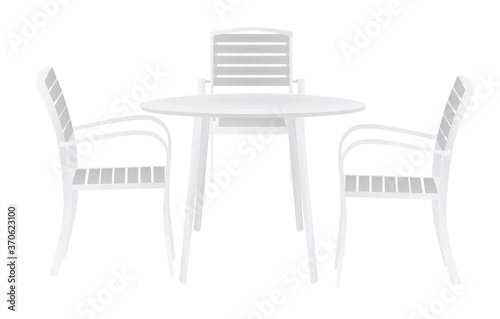 Coffee table and three chairs. vector illustration