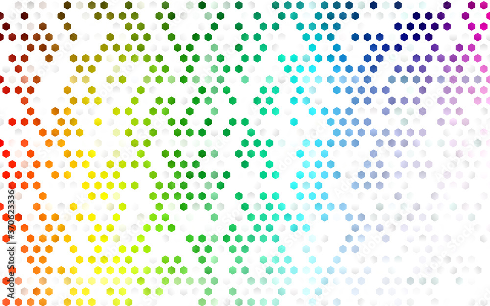 Light Multicolor, Rainbow vector backdrop with hexagons.