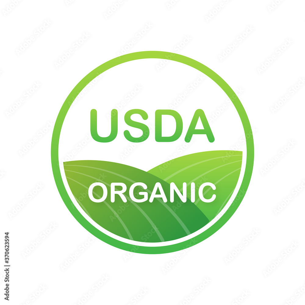 USDA organic emblems, badge, Sticker, logo, icon. Vector stock illustration. USDA organic emblems, badge, Sticker, logo, icon. Vector stock illustration.