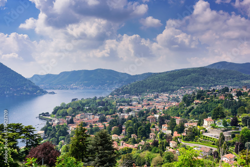 View of Lake Como, coastal towns and the surrounding mountains © Sergey