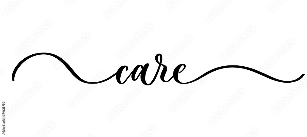 Care - vector calligraphic inscription with smooth lines. Care - vector calligraphic inscription with smooth lines.