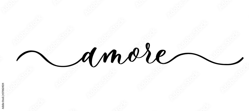 Amore - vector calligraphic inscription with smooth lines. Amore - vector calligraphic inscription with smooth lines.
