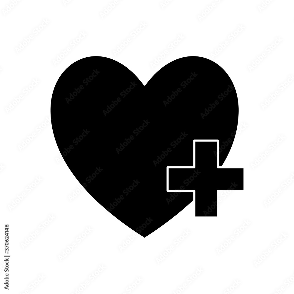 heart with cross silhouette style icon design of Charity and donation theme Vector illustration heart with cross silhouette style icon design of Charity and donation theme Vector illustration