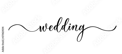 Wedding - vector calligraphic inscription with smooth lines.